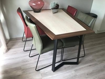 Set van 4 leren eetkamerstoelen - met designpoot - verschillende kleuren leer - Echt leer, Industrieel, ontdek de vele Leersoorten en Kleuren bij ShopX