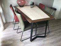 Set van 4 leren eetkamerstoelen - met designpoot - verschillende kleuren leer - Echt leer, Industrieel, ontdek de vele Leersoorten en Kleuren bij ShopX