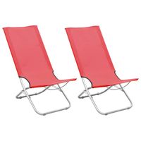 vidaXL Strandstoelen 2 st inklapbaar stof rood - thumbnail