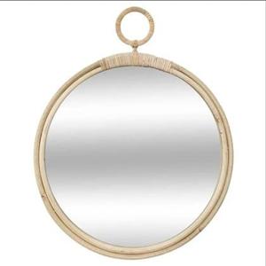 Atmosphera Wandspiegel - rond - rotan - beige - 38 cm