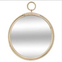 Atmosphera Wandspiegel - rond - rotan - beige - 38 cm