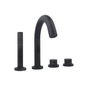 Wiesbaden Caral 4-gats badrandthermostaat afbouwset met inbouwdeel zwart sw68919/sw158725