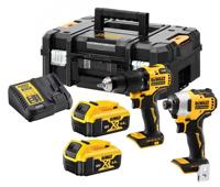 DeWalt dck2062m2t-qw comboset 18v 4,0ah li-ion - dcd709 accuklopboormachine + dcf809 slagschroevendraaier - dck2062m2t-qw