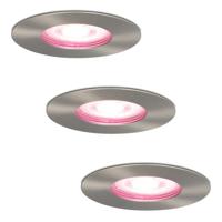 Set van 3 Bari Smart inbouwspots - IP65 waterdicht - Wifi + Bluetooth - RGBWW - GU10 - Google Home, Amazon Alexa en Siri - RVS - Badkamer, binnen en buiten