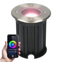 Maisy Smart Grondspot Rond - Ø12cm - 5,5 Watt 400 lumen - RGBWW - Wifi + Bluetooth - Bestuurbaar via app - IP67 waterdicht - Google Home, Amazon Alexa en Siri - RVS