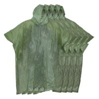 Regenponcho met capuchon - 10x - groen - herbruikbaar - PVC - thumbnail