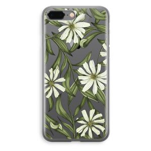 Wit bloemenpatroon: iPhone 8 Plus Transparant Hoesje