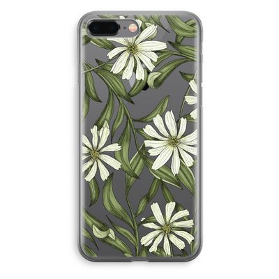 Wit bloemenpatroon: iPhone 8 Plus Transparant Hoesje