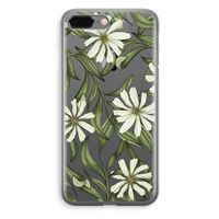Wit bloemenpatroon: iPhone 8 Plus Transparant Hoesje