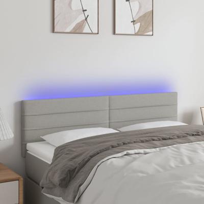 Hoofdbord LED 144x5x78/88 cm stof lichtgrijs