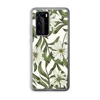 Wit bloemenpatroon: Huawei P40 Pro Transparant Hoesje