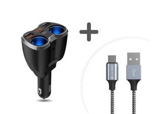 Autolader - Sigarettenaansteker Splitter - 2x USB - 1x USB-C - 12/24 V - Snellader - Met Micro USB-kabel (PS23)