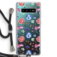 Bloemetjes: Samsung Galaxy S10 Plus Transparant Hoesje met koord