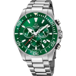 Jaguar J861/4 Horloge Men's Green Executive Chronograaf staal zilverkleurig-groen 20ATM 43,5 mm