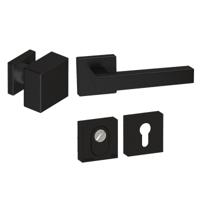Hardbrass Voordeurset Quadro 60 3-delig vierkant met anti-kerntrek SKG*** - zwart