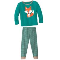 Pyjama met vossenprint van bio-katoen, smaragd Maat: 122/128