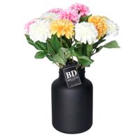 Bellatio Design Kunstbloemen boeket Dahlia's - 12 stelen - 50 cm - kleurenmix - zijdebloemen