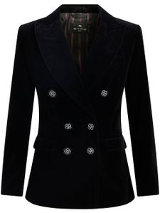 ETRO blazer en velours à boutonnière croisée - Noir