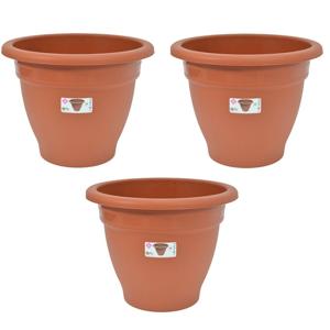 Plantenpot/bloempot - 3x - D50 cm - terra cotta kleur - rond - kunststof