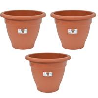 Plantenpot/bloempot - 3x - D50 cm - terra cotta kleur - rond - kunststof