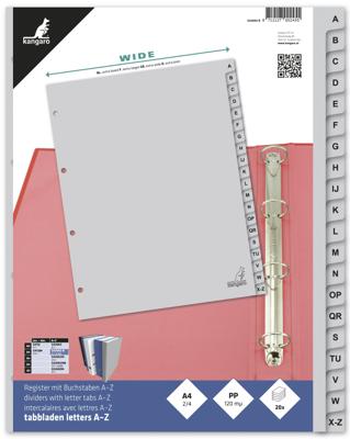 Tabblad kangaro a4 4r 20dlg az breed pp grijs | 10 stuks