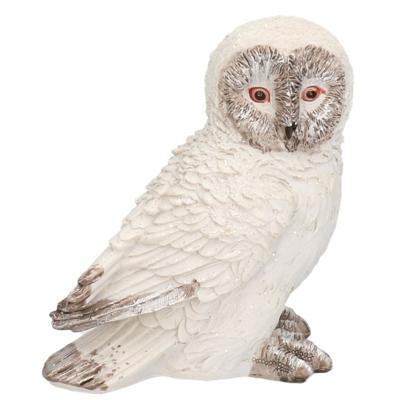 Dierenbeeldje - Sneeuwuil Snowy - wit - vogel - 12 x 8 x 13 cm - polyresin