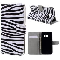 Zebra Pu leer bekleed Galaxy S7 portemonnee hoesje - thumbnail