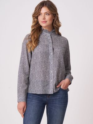 A-lijn blouse met opstaande ruches kraag