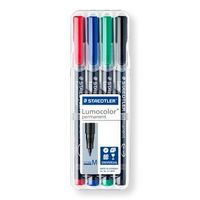 Staedtler Lumocolor permanent M DRY SAFE 317 WP4 Permanent marker Rood, Blauw, Groen, Zwart Watervast: Ja - thumbnail