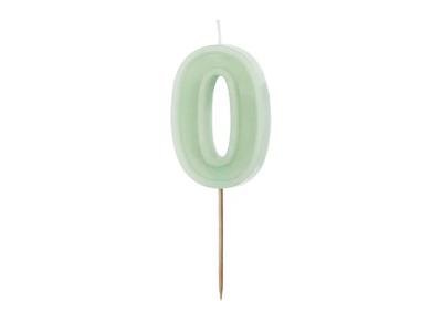 Verjaardagskaars Cijfer 0 Lichtgroen (6cm)