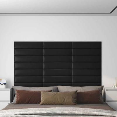 Wandpanelen 12 st 1,08 m 60x15 cm kunstleer zwart