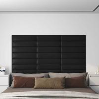 Wandpanelen 12 st 1,08 m 60x15 cm kunstleer zwart