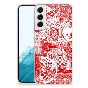 Silicone Back Case Samsung Galaxy S22 Plus Angel Skull Rood