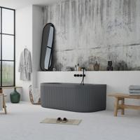 Ideavit ARCHTEC-B2W-GR Back-To-Wall Bad - 170x80x63cm - Rock Texture - overloopgat - klikwaste - verstelbare poten - grijs 290375