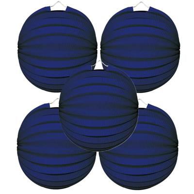 5x Lampionnen blauw 22 cm