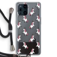 Eenhoorns overal: Oppo Find X3 Pro Transparant Hoesje met koord