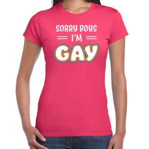 Gay Pride t-shirt met tekst - dames - roze - Sorry boys - LHBTI