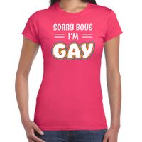 Gay Pride t-shirt met tekst - dames - roze - Sorry boys - LHBTI