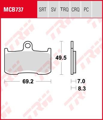 TRW Remblokken, en remschoenen voor de moto, MCB737TRQ Sinter track