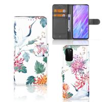 Samsung Galaxy S20 | Telefoonhoesje | Met pasjeshouder | Bird Flowers