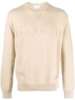 Alexander McQueen pull en cachemire mélangé à logo jacquard - Tons neutres