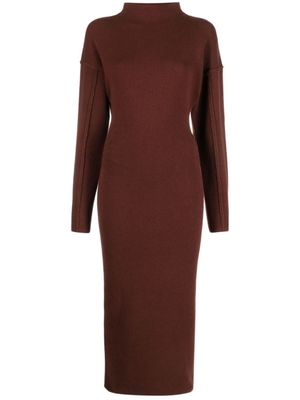 DESTREE robe mi-longue Jadé à coutures apparentes - Marron