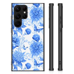 Bloemen Hoesje voor Samsung Galaxy S23 Ultra Flowers Blue