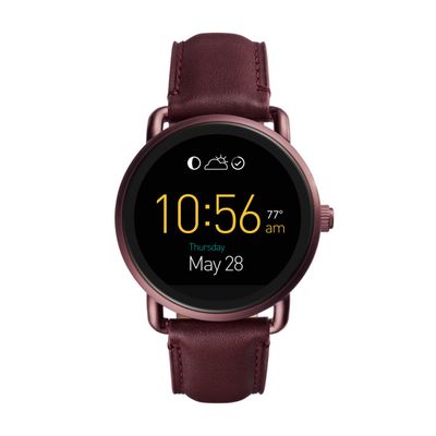 Horlogeband Fossil FTW2113 Leder Paars 22mm