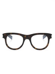 Saint Laurent Eyewear lunettes de vue rondes à effet écailles de tortue - Marron