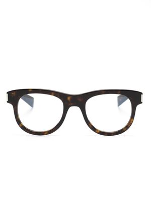 Saint Laurent Eyewear lunettes de vue rondes à effet écailles de tortue - Marron