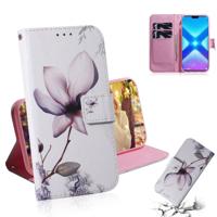Magnolia bloem patroon gekleurde tekening horizontale Flip lederen case voor Huawei eer 8X met houder & card slots & portemonnee