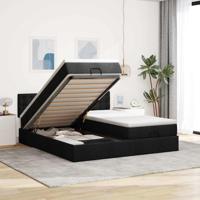 Ottoman bed met matrassen en LED's 200x200cm stof zwart