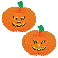 Set van 2x stuks halloween versiering pompoen decoratie 30 cm