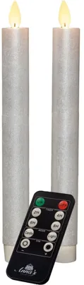 Anna&apos;s Collection LED dinerkaars flame effect rustiek 23 cm parel 2 stuks
